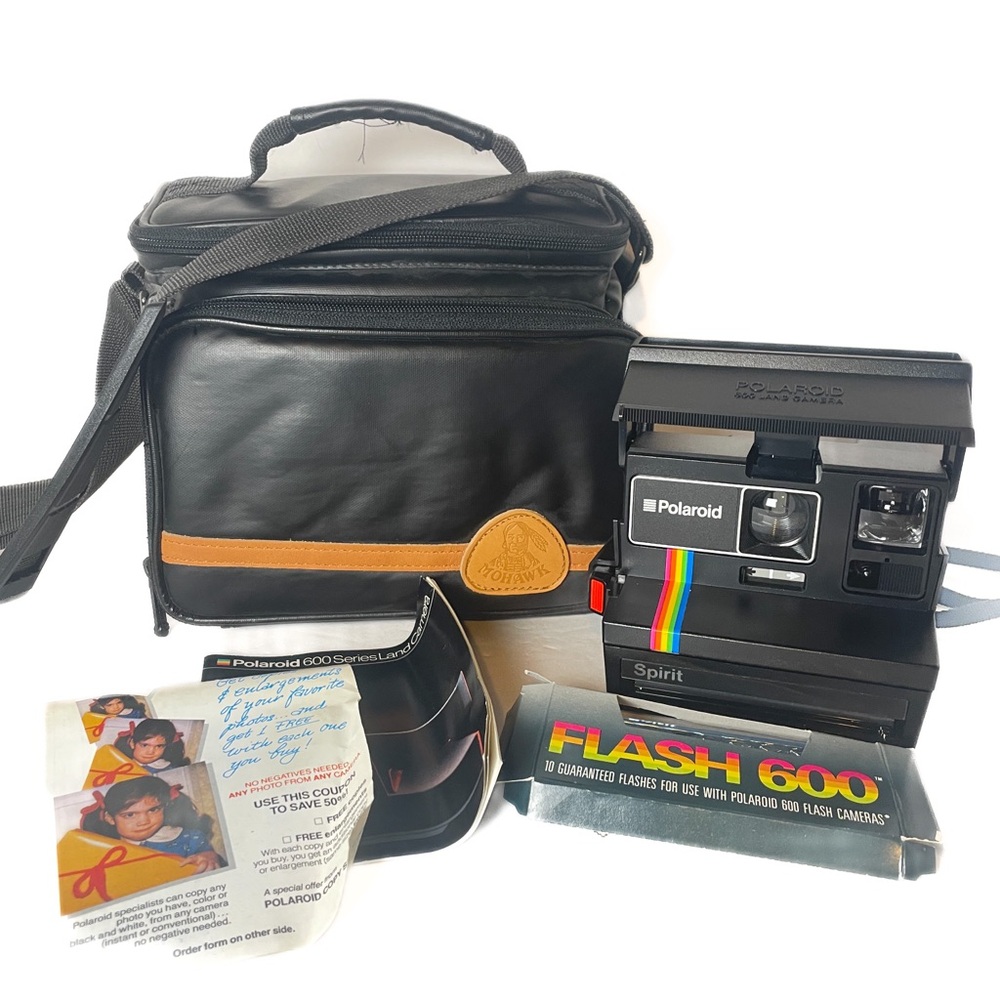 Polaroid 600 Spirit Instant Film Camera Rainbow Stripe w/Mohawk Bag,Manual,Flash
